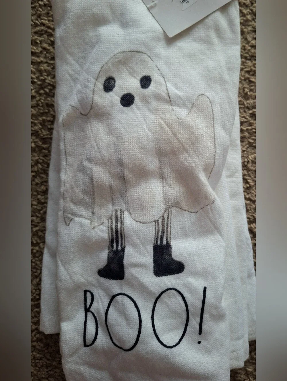 Rae Dunn White Halloween Kitchen Towels with Black & Red Accents